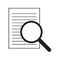 File search icon. Document page with magnifier tool . minimal st