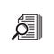 File search icon, document search, vector isolated. Document with magnifier loupe business concept.