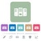 File server flat icons on color rounded square backgrounds