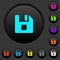 File stop dark push buttons with color icons