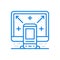 File transfer from electronic devices vector line icon. Online technology for loading user information smart gadgets.