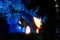 Filigree decorated walls of Temple Wat Si Supan on the background of candle lights and incense