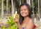 Filipina girl eating banana