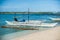 Filipino boat in the sea near the beauty beach at Boracay island