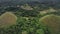 Filipino countryside aerial view: Island Bohol, Chocolate hills. Sightseeing platform on top