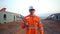 Filipino deck Officer on deck of vessel or ship , wearing PPE personal protective equipment