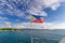 Filipino flag flying in a boat, Boracay