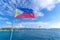 Filipino flag flying in a boat, Boracay