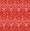 Filipino folk art Yakan weaving inspired vector seamless pattern on red background - geometric design perfect for textile or fabri