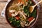 Filipino Mungo Guisado Mung Bean Soup close-up in a bowl. hori