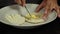 Fill arepa traditional food venezuelan with margarine and cheese