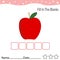 Fill in blank,Apple Fruit Word, Concept of food and fruit education