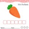 Fill in blank,Carrots vegetables Word, Concept of food and fruit education