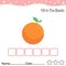 Fill in blank,Orange fruit Word, Concept of food and fruit education