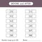 Fill in the missing numbers. Before and after. Number range up to 100. Worksheets for kids. Mathematic