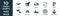 filled army and war icon set. contain flat air force, jet, launcher, barbed, granade, patriot, militar tent, ship, militar radar,