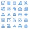 Filled blue outline icons for law and justice