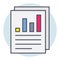 Filled color outline icon for analytic report.