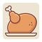 Filled color outline icon for roasted chicken.