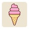 Filled color outline icon for softy cone.