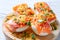 Filled eggs with salmon pinchos tapa Spain