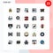 Filled line Flat Color Pack of 25 Universal Symbols of brick, job website, business, find job, file