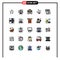 Filled line Flat Color Pack of 25 Universal Symbols of cards, direction, justice, left, tools