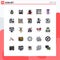 Filled line Flat Color Pack of 25 Universal Symbols of day, eight march, beetle bug, security, lock