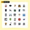 Filled line Flat Color Pack of 25 Universal Symbols of market, system, electric, media, hardware