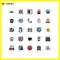 Filled line Flat Color Pack of 25 Universal Symbols of page, internet of things, chip, intelligent home, products