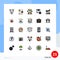 Filled line Flat Color Pack of 25 Universal Symbols of pollution, logistic, travel, delivery, add