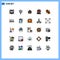 Filled line Flat Color Pack of 25 Universal Symbols of skate, shopping, home, shop, hammer
