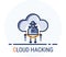 Filled Line Icons Style. Hacker Cyber crime attack Cloud Hacking for web design, ui, ux, mobile web, ads, magazine, book, poster