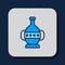 Filled outline Ancient amphorae icon isolated on blue background. Vector