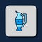 Filled outline Ancient amphorae icon isolated on blue background. Vector