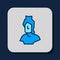 Filled outline Ancient bust sculpture icon isolated on blue background. Vector