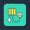 Filled outline Blood pressure icon isolated on blue background. Turquoise square button. Vector