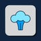 Filled outline Broccoli icon isolated on blue background. Vector