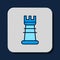 Filled outline Business strategy icon isolated on blue background. Chess symbol. Game, management, finance. Vector