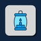 Filled outline Camping lantern icon isolated on blue background. Happy Halloween party. Vector