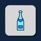 Filled outline Champagne bottle icon isolated on blue background. Vector