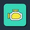 Filled outline Check engine icon isolated on blue background. Turquoise square button. Vector