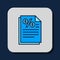 Filled outline Finance document icon isolated on blue background. Paper bank document for invoice or bill concept