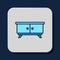 Filled outline Furniture nightstand icon isolated on blue background. Vector