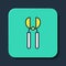 Filled outline Gardening handmade scissors for trimming icon isolated on blue background. Pruning shears with wooden