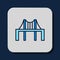 Filled outline Golden gate bridge icon isolated on blue background. San Francisco California United States of America