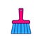 Filled outline Handle broom icon isolated on white background. Cleaning service concept. Vector