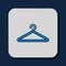 Filled outline Hanger wardrobe icon isolated on blue background. Cloakroom icon. Clothes service symbol. Laundry hanger