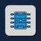 Filled outline Hockey table icon isolated on blue background. Football table. Vector