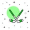 Filled outline Ice hockey sticks icon isolated on white background. Vector